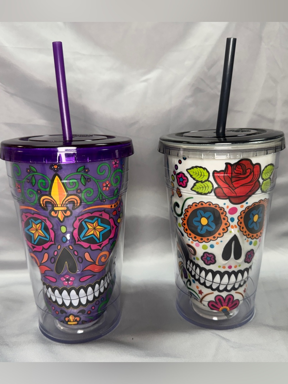 NEW Set Of 2 Cool Gear Sugar Skull 18oz Chiller Tumbler Travel Day Of The Dead